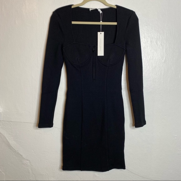 NWT Jonathan Simkhai Standard‎ Pia Bustier Dress Black Mini Rib Bodycon S - Picture 6 of 11